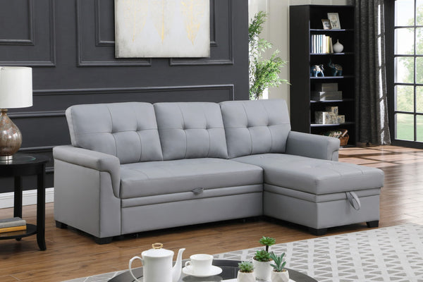 English Elm Jardin Vegan Leather Sleeper Sectional with Reversible Chaise and Hidden Storage B2749S00209