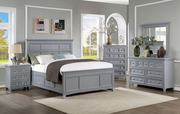 English Elm Transitional Solid Wood Chest with Five Smooth Glide Drawers, Felt-Lined Top, Timeless Design Gray 39 L x 21 W x 56 H B2741P369370