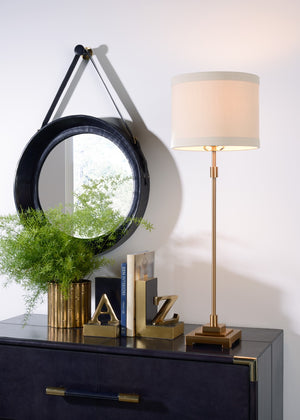 Wildwood Bailey Antique Brass Table Lamp With Slim 33" Profile, Vintage Patina Finish For Small Spaces 46931