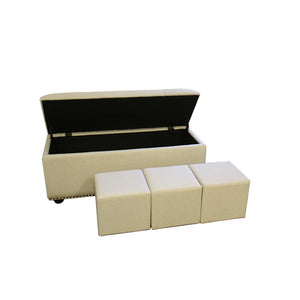 Homeroots 17" Beige And Black Upholstered Microfiber Bench With Flip Top  Manufactured Wood 469318
