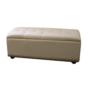 Homeroots 17" Beige And Black Upholstered Microfiber Bench With Flip Top  Manufactured Wood 469318