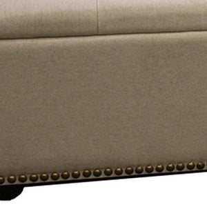 Homeroots 17" Beige And Black Upholstered Microfiber Bench With Flip Top  Manufactured Wood 469318