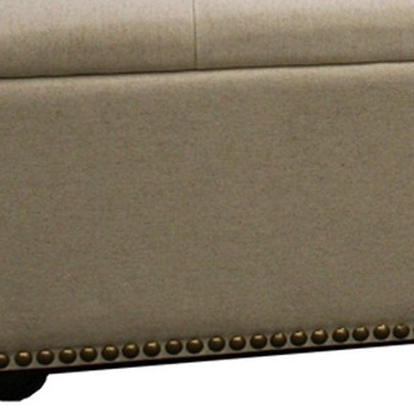 Homeroots 17" Beige And Black Upholstered Microfiber Bench With Flip Top  Manufactured Wood 469318