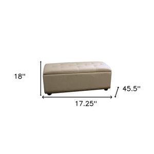 Homeroots 17" Beige And Black Upholstered Microfiber Bench With Flip Top  Manufactured Wood 469318