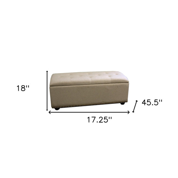 Homeroots 17" Beige And Black Upholstered Microfiber Bench With Flip Top  Manufactured Wood 469318