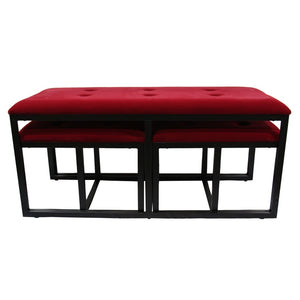 Homeroots 18" Red And Black Upholstered Microfiber Bench  Manufactured Wood 469319