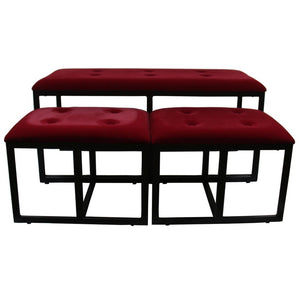Homeroots 18" Red And Black Upholstered Microfiber Bench  Manufactured Wood 469319