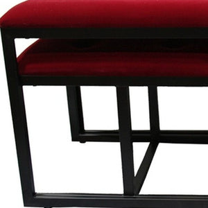 Homeroots 18" Red And Black Upholstered Microfiber Bench  Manufactured Wood 469319