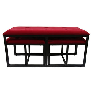 Homeroots 18" Red And Black Upholstered Microfiber Bench  Manufactured Wood 469319