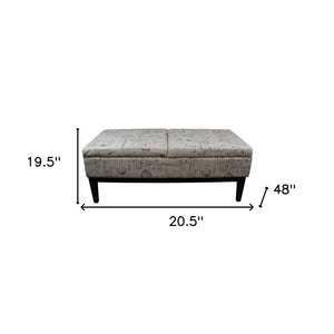 HomeRoots Black Vintage Postcard Print Dual Lift Storage Bench - Stylish Seating & Ample Hidden Storage Solution 469322