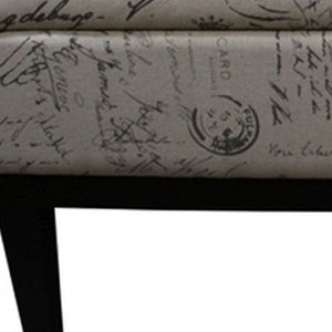 HomeRoots Black Vintage Postcard Print Dual Lift Storage Bench - Stylish Seating & Ample Hidden Storage Solution 469322