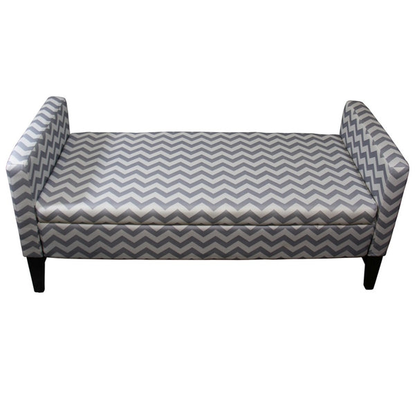 Homeroots 53" Gray And White And Black Upholstered Polyester Blend Geometric Bench With Flip Top  Metal 469323