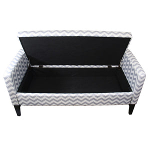Homeroots 53" Gray And White And Black Upholstered Polyester Blend Geometric Bench With Flip Top  Metal 469323