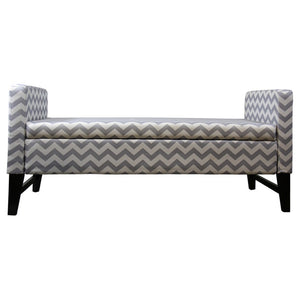 Homeroots 53" Gray And White And Black Upholstered Polyester Blend Geometric Bench With Flip Top  Metal 469323