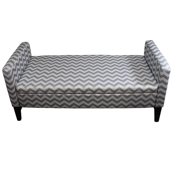 Homeroots 53" Gray And White And Black Upholstered Polyester Blend Geometric Bench With Flip Top  Metal 469323