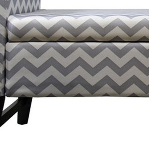 Homeroots 53" Gray And White And Black Upholstered Polyester Blend Geometric Bench With Flip Top  Metal 469323