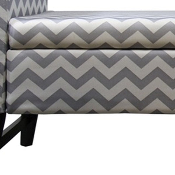 Homeroots 53" Gray And White And Black Upholstered Polyester Blend Geometric Bench With Flip Top  Metal 469323