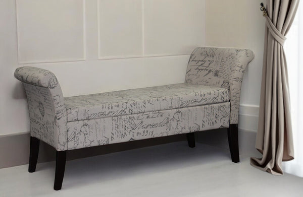 Homeroots 54" Black And White Fabric Upholstered Storage Bench With Flip Top  Solid And Manufactured Wood 469330