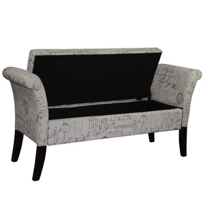 Homeroots 54" Black And White Fabric Upholstered Storage Bench With Flip Top  Solid And Manufactured Wood 469330