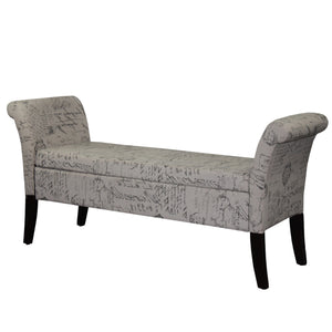 Homeroots 54" Black And White Fabric Upholstered Storage Bench With Flip Top  Solid And Manufactured Wood 469330