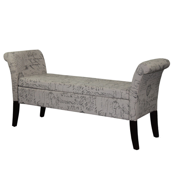 Homeroots 54" Black And White Fabric Upholstered Storage Bench With Flip Top  Solid And Manufactured Wood 469330