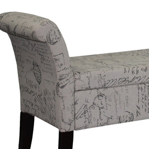 Homeroots 54" Black And White Fabric Upholstered Storage Bench With Flip Top  Solid And Manufactured Wood 469330