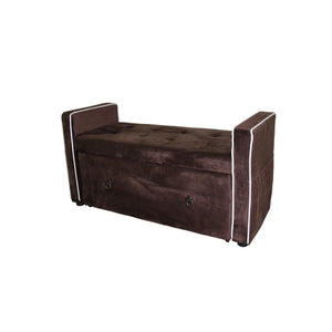 Homeroots Brown Suede Shoe Storage Bench With Drawer  Metal 469341