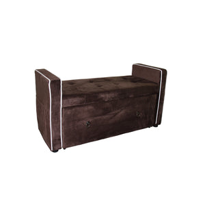 Homeroots Brown Suede Shoe Storage Bench With Drawer  Metal 469341