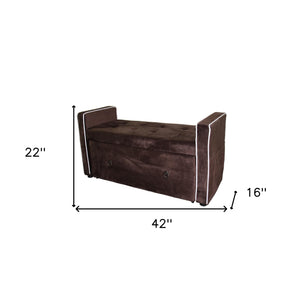 Homeroots Brown Suede Shoe Storage Bench With Drawer  Metal 469341