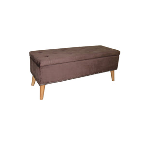 Homeroots Cozy Brown Suede Storage Bench  Solid Wood 469344