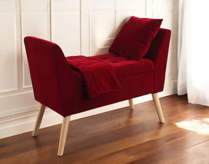 Homeroots Set Of Three 19" Red And Brown Upholstered Polyester Bench With Flip Top Red Manufactured Wood 469350