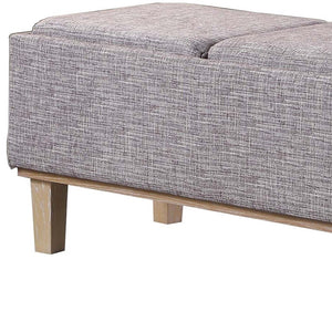 Homeroots 17" Gray And Natural Upholstered Linen Bench With Flip Top  Solid Wood 469360