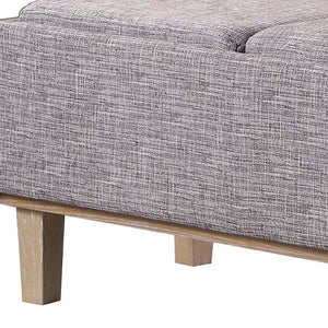 Homeroots 17" Gray And Natural Upholstered Linen Bench With Flip Top  Solid Wood 469360