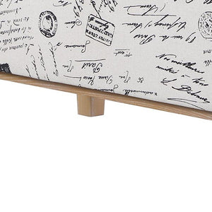 Homeroots 17" Black And White And Natural Upholstered Polyester Bench With Flip Top  Solid Wood 469361