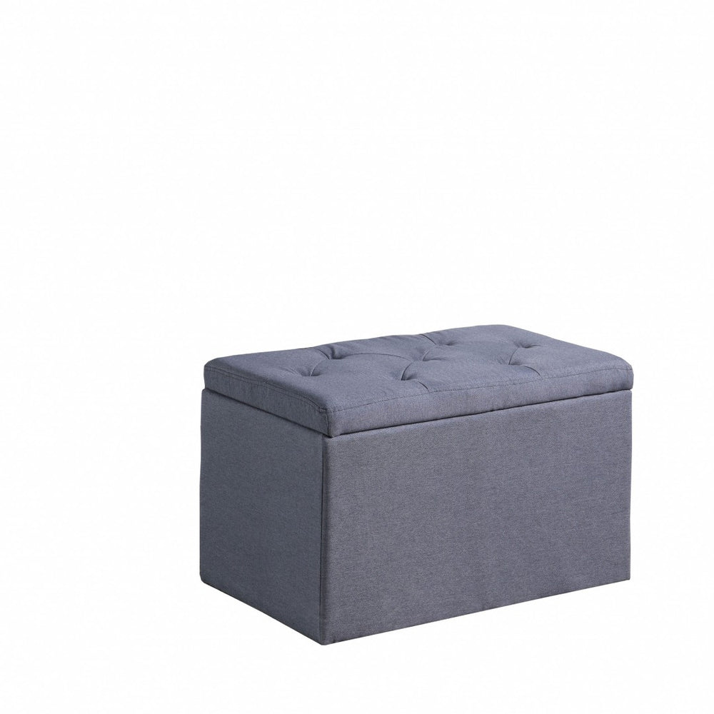 HomeRoots 17" Dark Gray Linen Tufted Storage Ottoman - Chic, Versatile Seating with Hidden Storage for Modern Spaces 469365