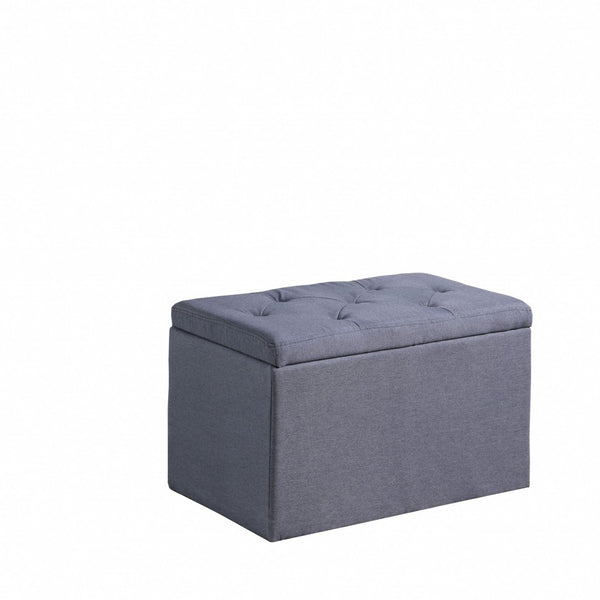 HomeRoots 17" Dark Gray Linen Tufted Storage Ottoman - Chic, Versatile Seating with Hidden Storage for Modern Spaces 469365