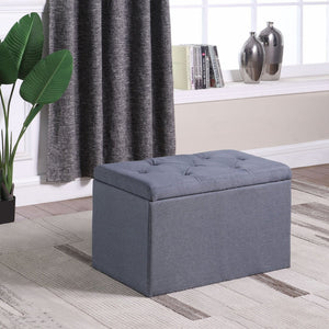 HomeRoots 17" Dark Gray Linen Tufted Storage Ottoman - Chic, Versatile Seating with Hidden Storage for Modern Spaces 469365
