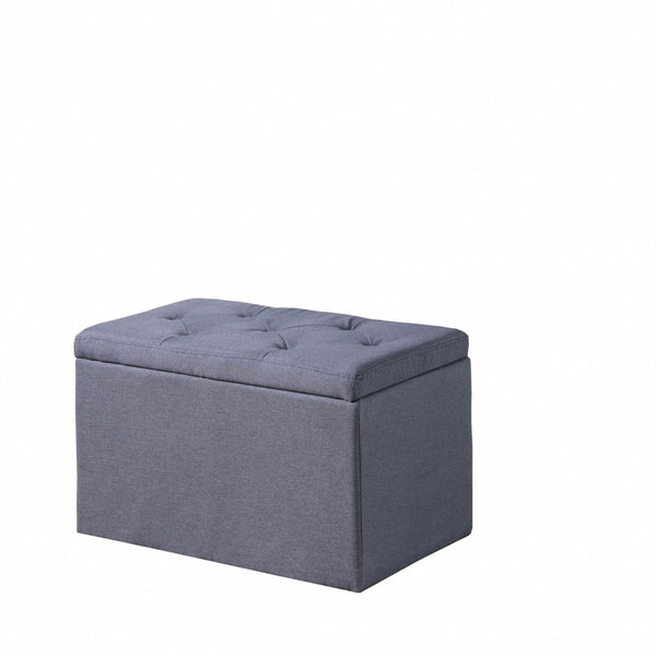 HomeRoots 17" Dark Gray Linen Tufted Storage Ottoman - Chic, Versatile Seating with Hidden Storage for Modern Spaces 469365