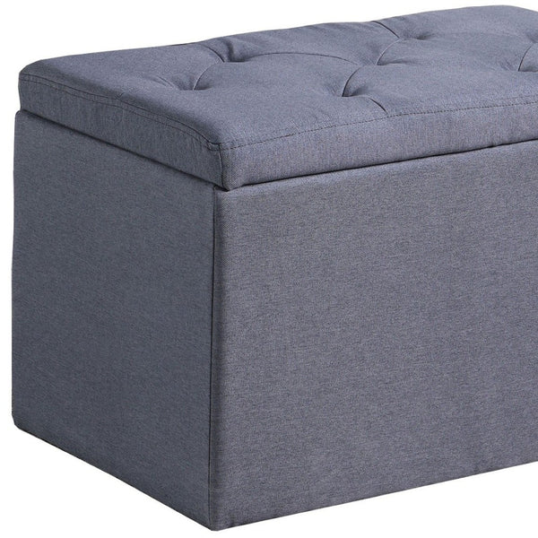 HomeRoots 17" Dark Gray Linen Tufted Storage Ottoman - Chic, Versatile Seating with Hidden Storage for Modern Spaces 469365