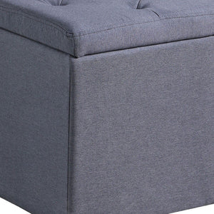 HomeRoots 17" Dark Gray Linen Tufted Storage Ottoman - Chic, Versatile Seating with Hidden Storage for Modern Spaces 469365