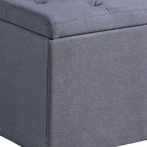 HomeRoots 17" Dark Gray Linen Tufted Storage Ottoman - Chic, Versatile Seating with Hidden Storage for Modern Spaces 469365