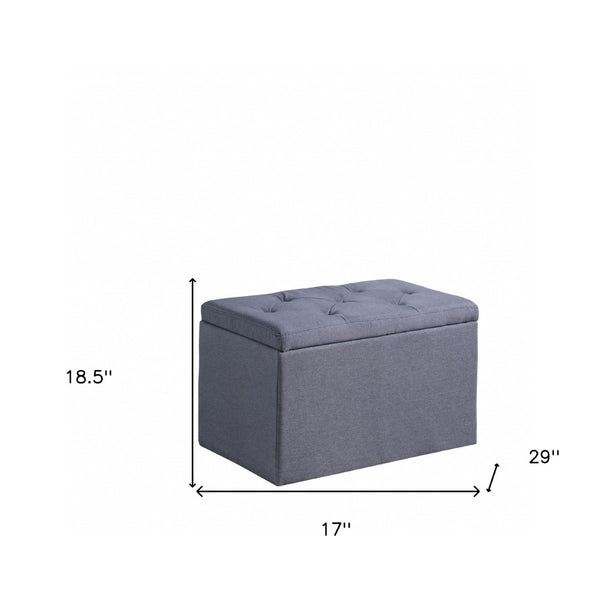 HomeRoots 17" Dark Gray Linen Tufted Storage Ottoman - Chic, Versatile Seating with Hidden Storage for Modern Spaces 469365