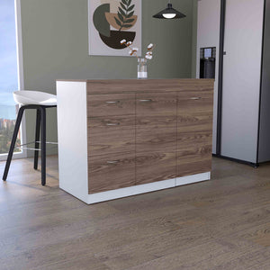 English Elm Joliet Multicolor Kitchen Base Cabinet with Countertop, 3 Drawers, Flexible Cabinet & Metal Hardware B128S00138