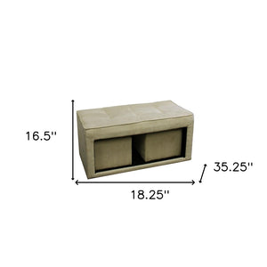 Homeroots Beige Storage Bench And Ottoman Set - Stylish 3-in-1 Design With Durable Upholstery For Any Decor   469396