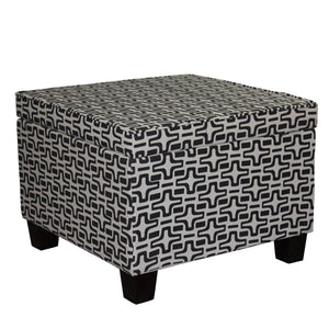 Homeroots 25" Stylish Black And White Geometric Storage Ottoman - Versatile, Comfortable, And Space-saving Solution   469401