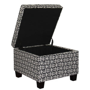 Homeroots 25" Stylish Black And White Geometric Storage Ottoman - Versatile, Comfortable, And Space-saving Solution   469401