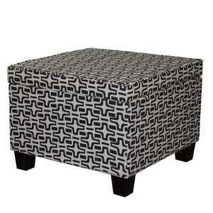 Homeroots 25" Stylish Black And White Geometric Storage Ottoman - Versatile, Comfortable, And Space-saving Solution   469401