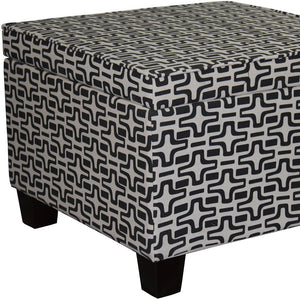 Homeroots 25" Stylish Black And White Geometric Storage Ottoman - Versatile, Comfortable, And Space-saving Solution   469401