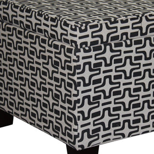 Homeroots 25" Stylish Black And White Geometric Storage Ottoman - Versatile, Comfortable, And Space-saving Solution   469401