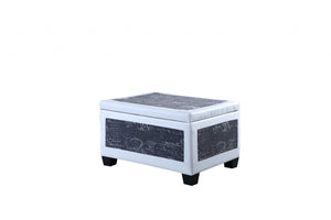 Homeroots 24" White And Black Upholstered Faux Leather Bench With Flip Top  Manufactured Wood 469417